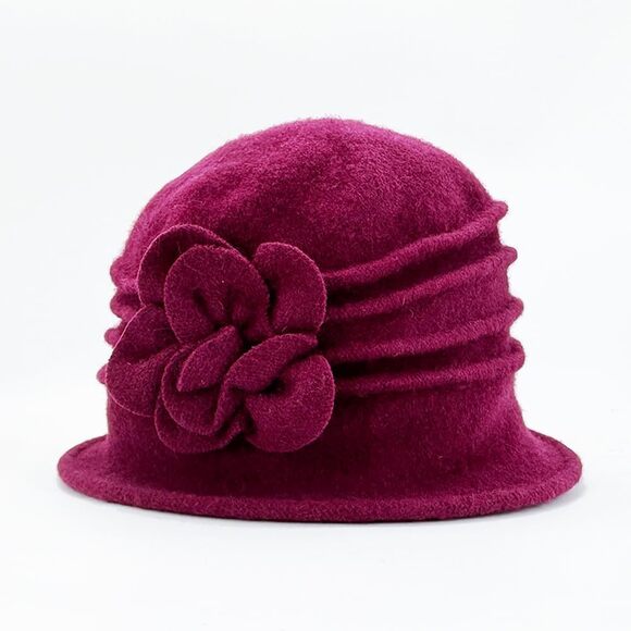9279 Women Beret Hat Cloche Bucket Hat Vintage Floral Wool Classic Winter Hat main image 4